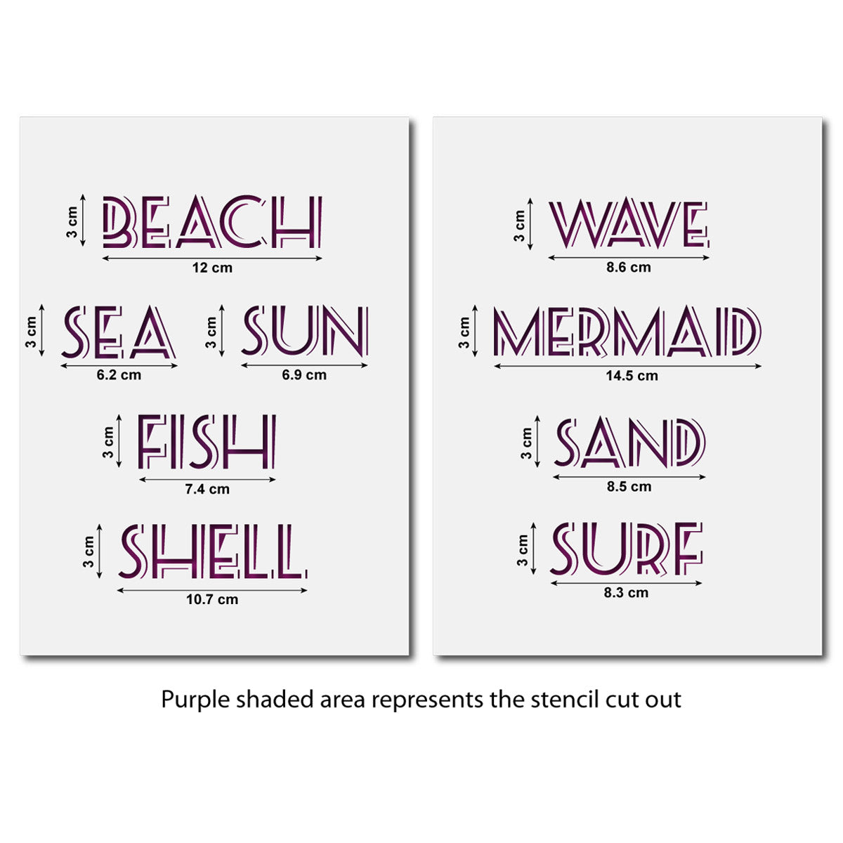 CraftStar Seaside Words Stencil - Sizes