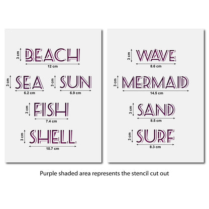 CraftStar Seaside Words Stencil - Sizes