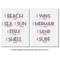 CraftStar Seaside Words Stencil - Sizes