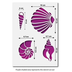 CraftStar Sea Shell Stencil Set - Size Guide