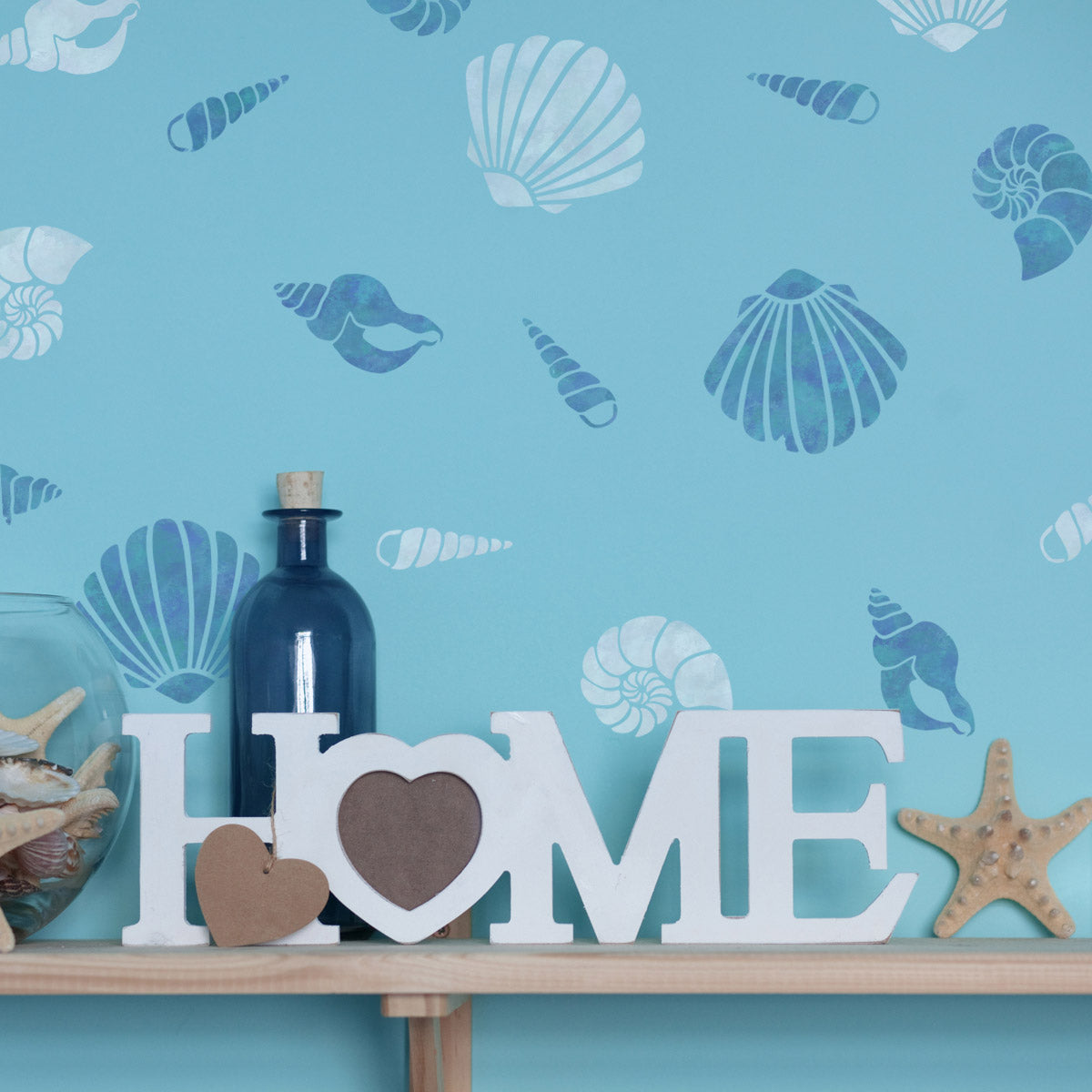 CraftStar Sea Shell Stencil Set on Wall