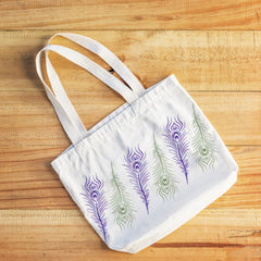 Tote Bag with Peacock Feather Stencil