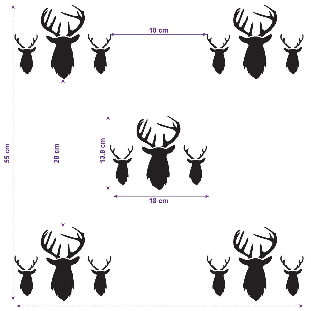CraftStar Stag Heads Repeating Pattern Stencil Layout