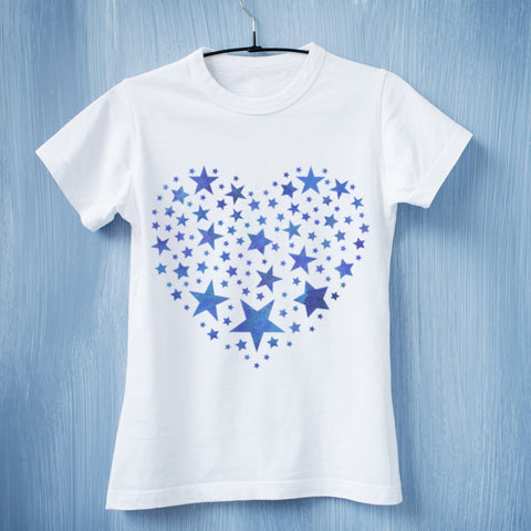 CraftStar Star Pattern Heart Stencil on Tshirt