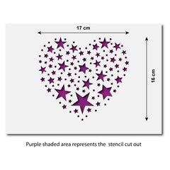 CraftStar Star Pattern Heart Stencil - A4 Size