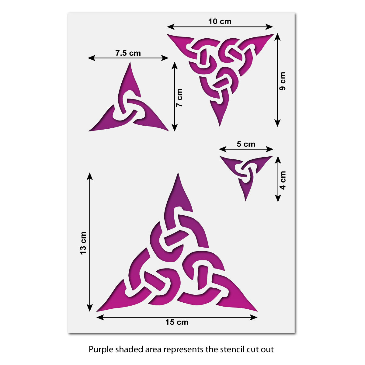 CraftStar Celtic Trinity Knot Stencil Set Size Guide