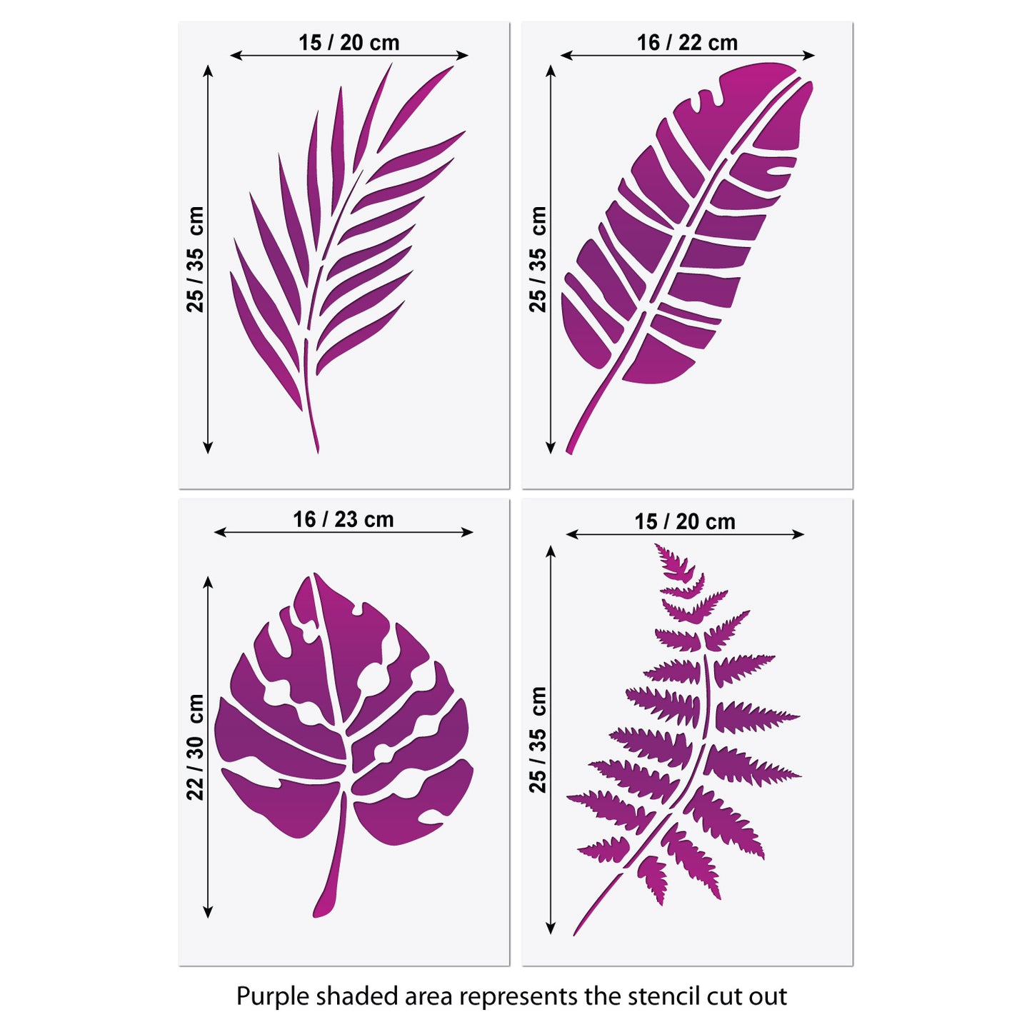 Tropical Foliage Stencil Set - 4 Large Leaf Templates