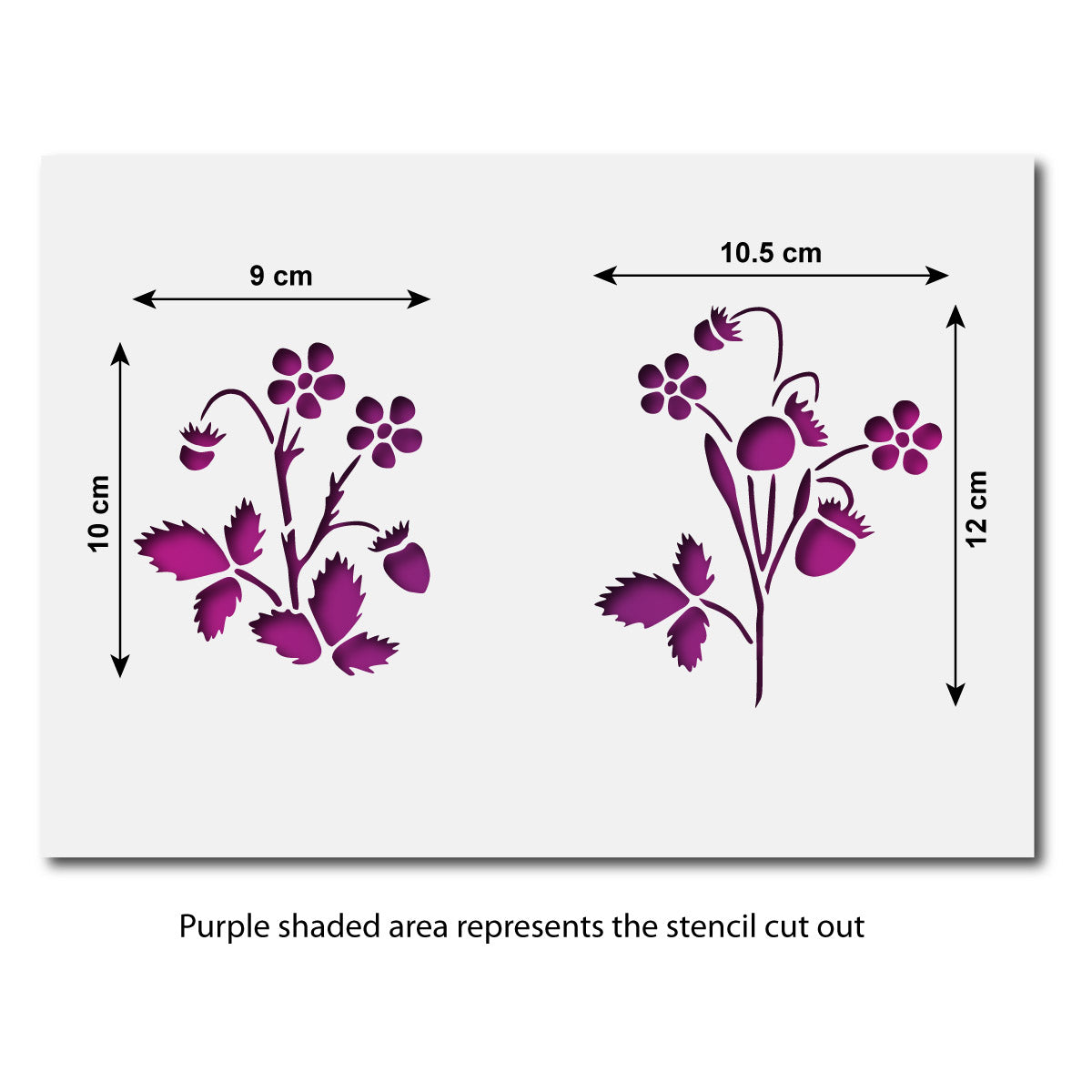 CraftStar Strawberry Plant Stencil Sizes