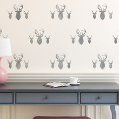 CraftStar Stag Heads Repeating Pattern Stencil in Grey